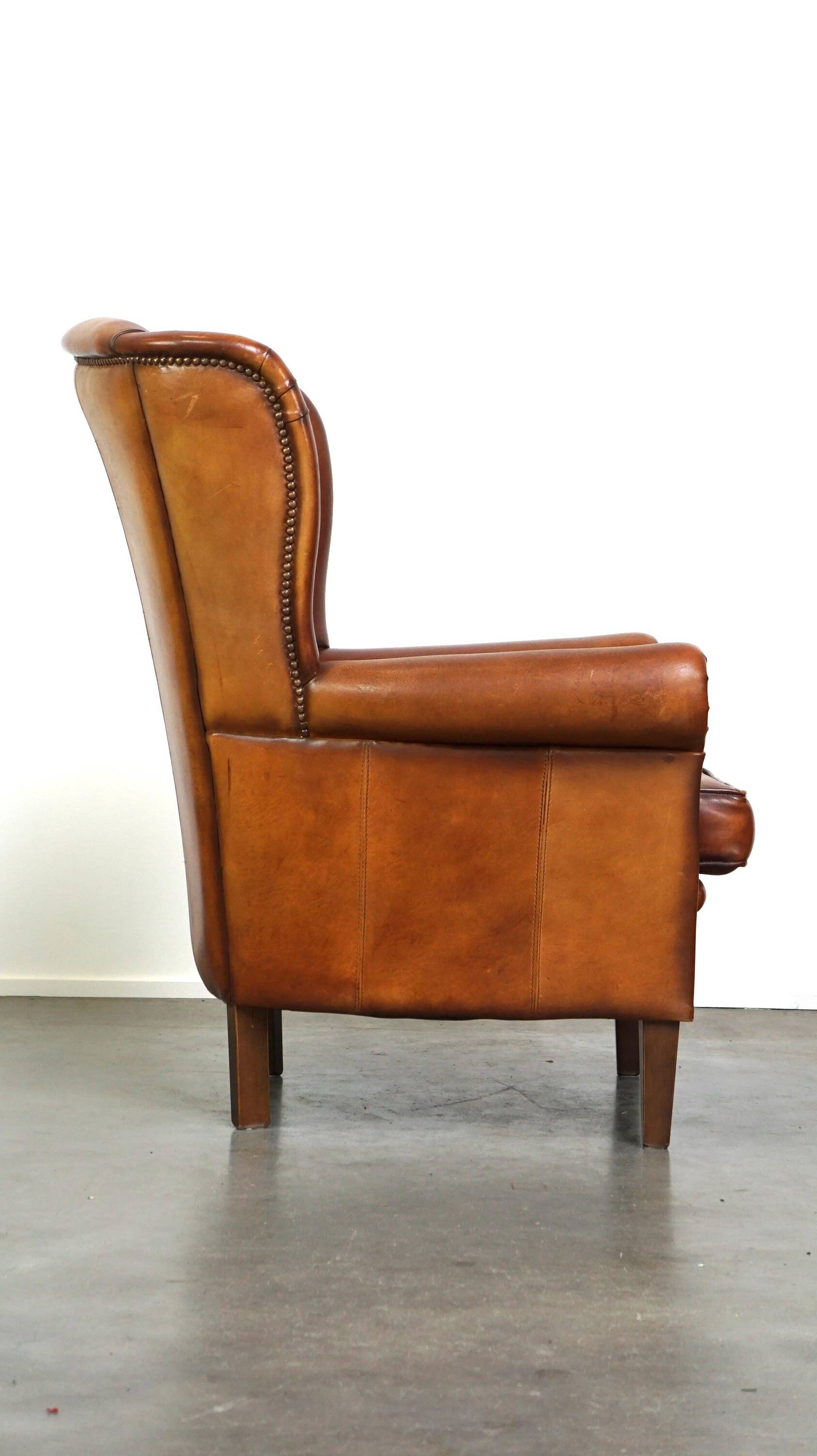 Beautiful classic sheepskin armchair with a beautiful appearance and a comfortable seat