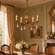 Brass chandelier with 5 branches and pendants in Louis XV style