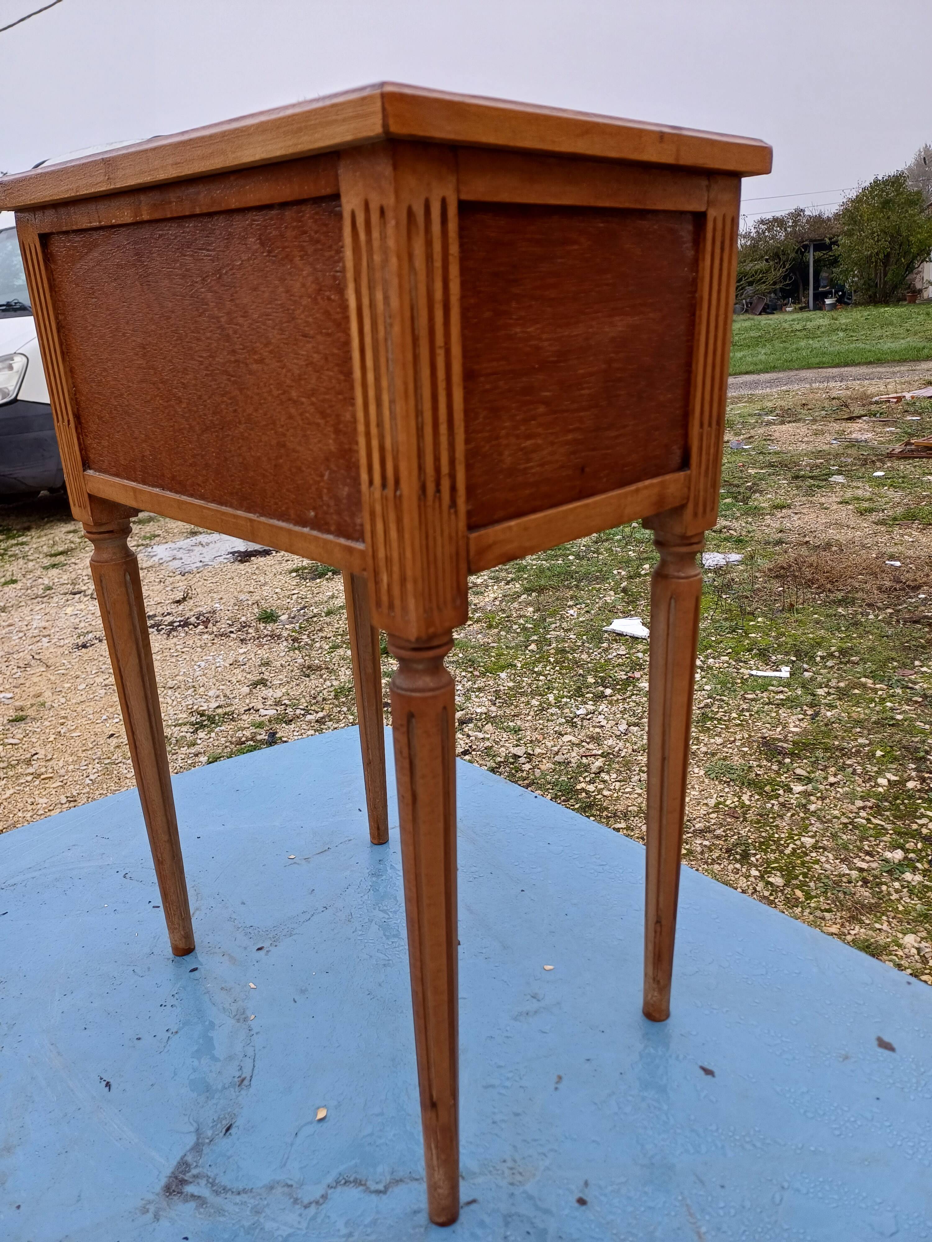 Nightstand 2 drawers walnut oak and burl walnut