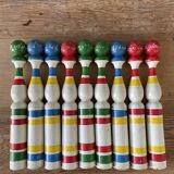 Old painted wooden bowling game