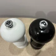 Peugeot Paris salt and pepper mills, white and black lacquer, unused