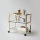 Desserte vintage en laiton et verre fumé – Style Maison Jansen – Années 70
