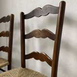 Pair of rustic oak straw chairs