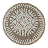 Tapis rond jute motifs en relief blanc 90 cm