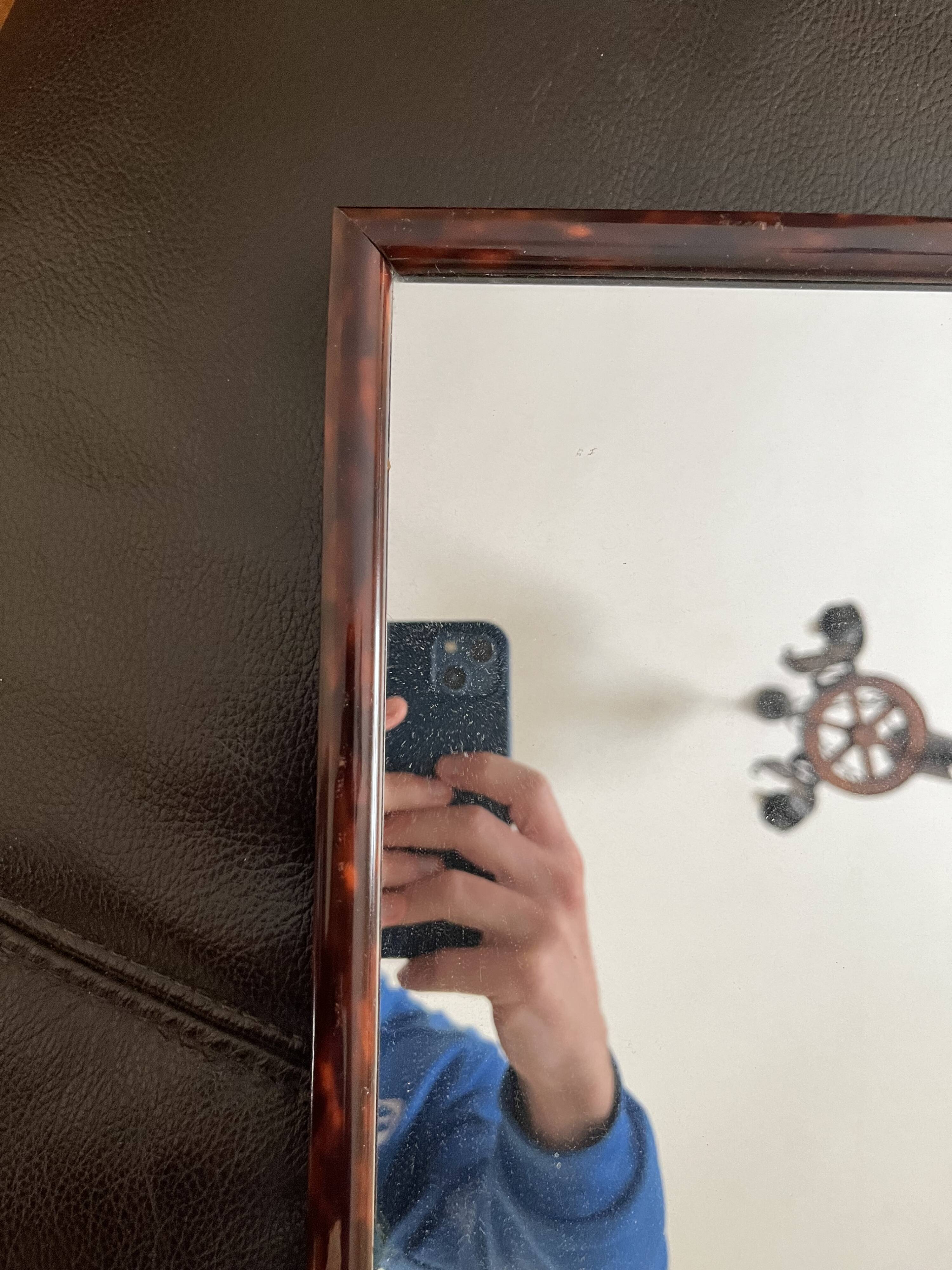 French rectangular mirror in faux tortoiseshell.