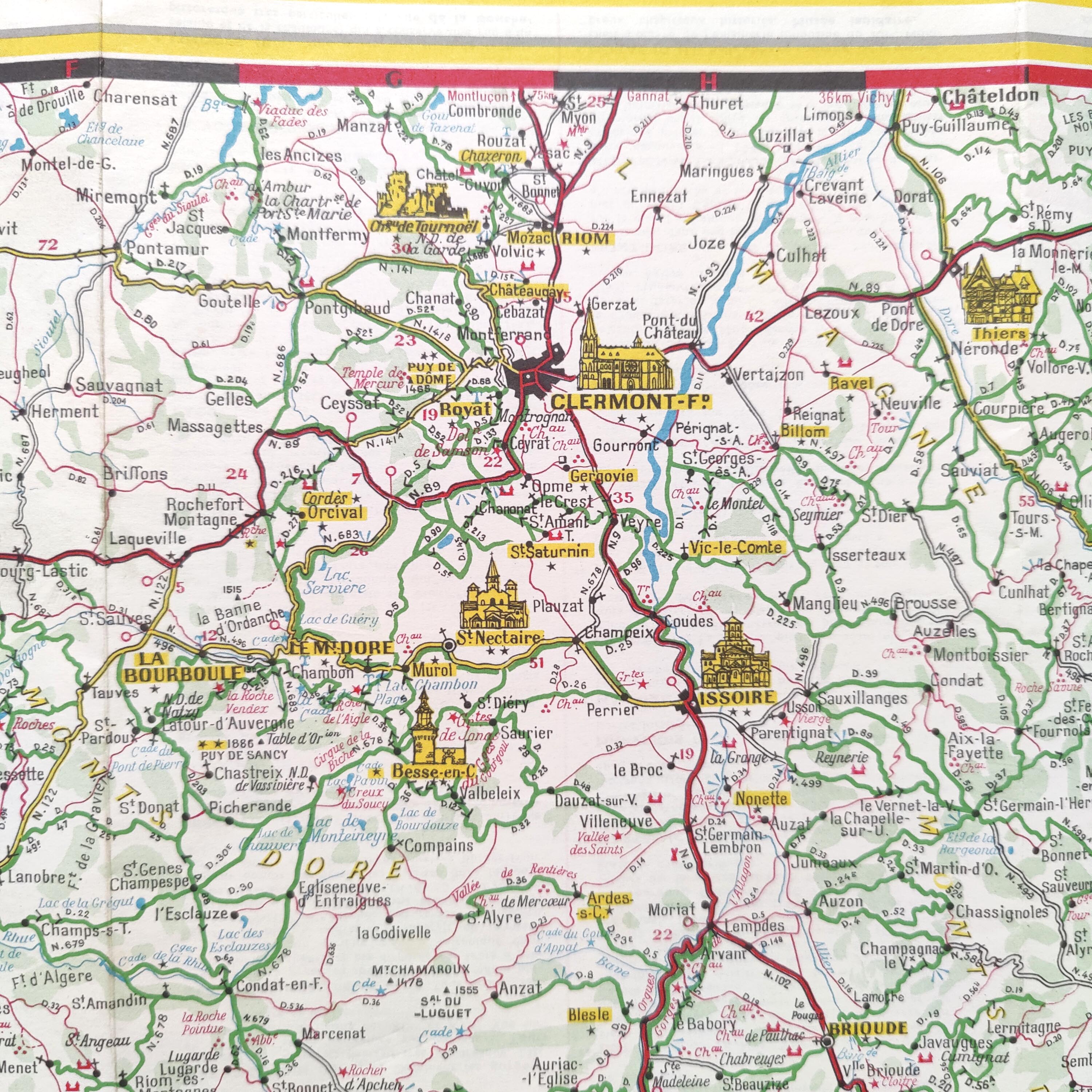 Map Shell Auvergne Cévennes 1959
