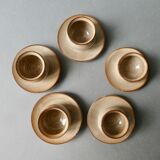 5 glazed stoneware shells, signed