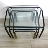 3 Vintage 1970s Nesting Glass Tables