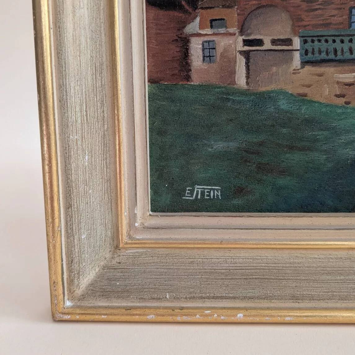 Old painting - mountain chalet