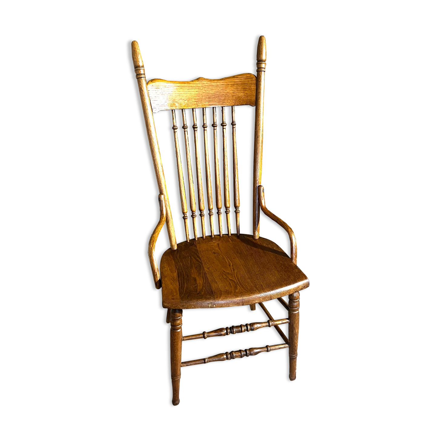Wooden armchair with high back