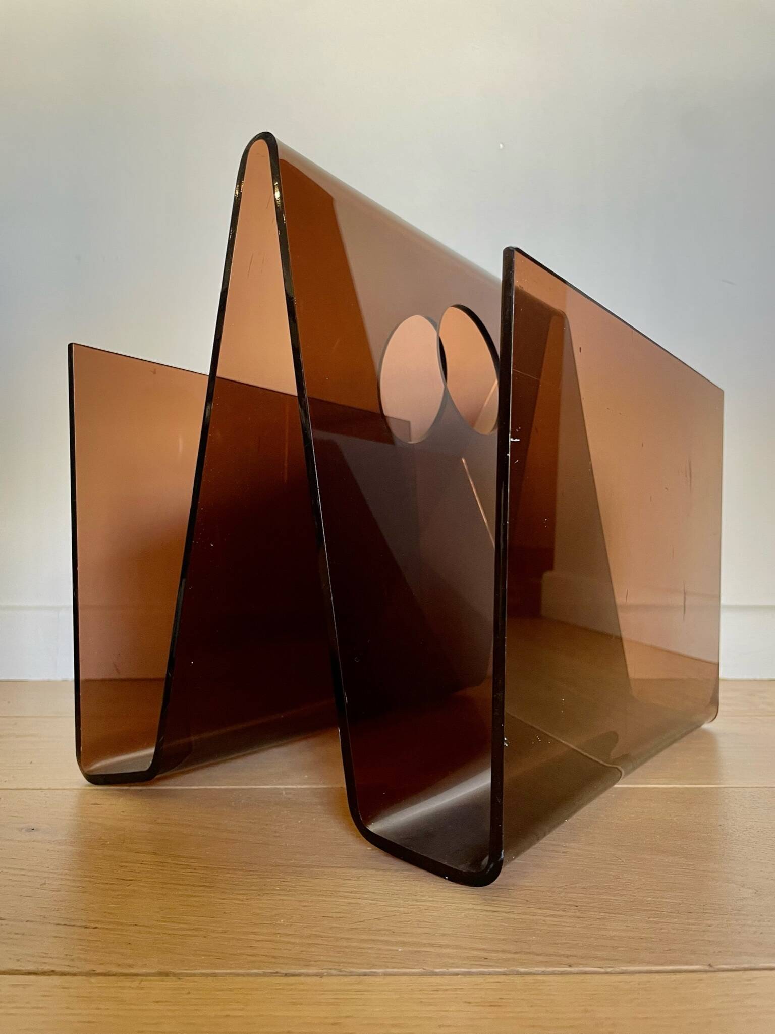 Smoked plexiglass magazine/vinyl rack