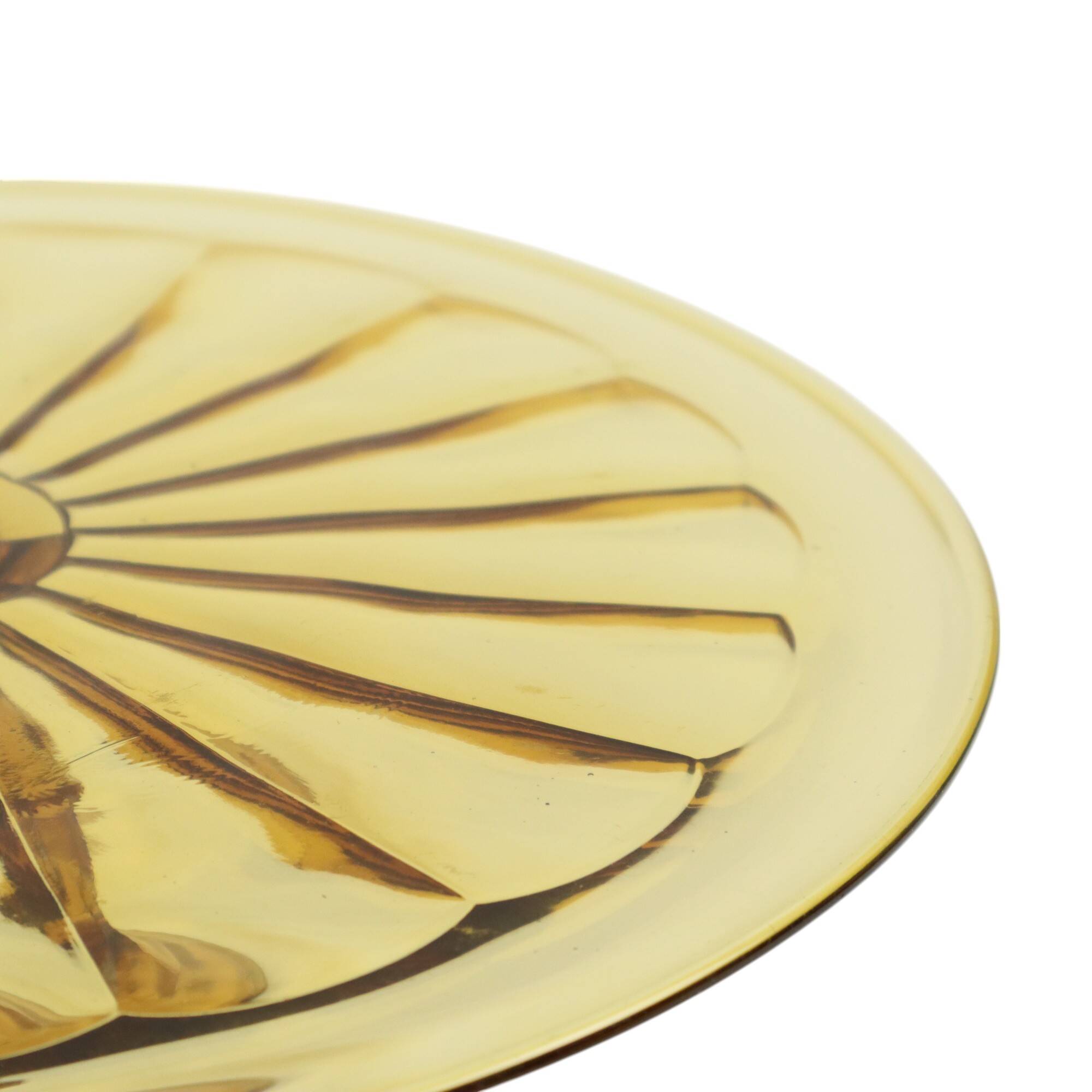 Art Deco Amber Cake Dish Depression Glass Verrerie Scailmont