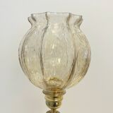 Large Albret crystal lamp in brass and neoclassical opaline glass globe