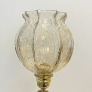 Large Albret crystal lamp in brass and neoclassical opaline glass globe