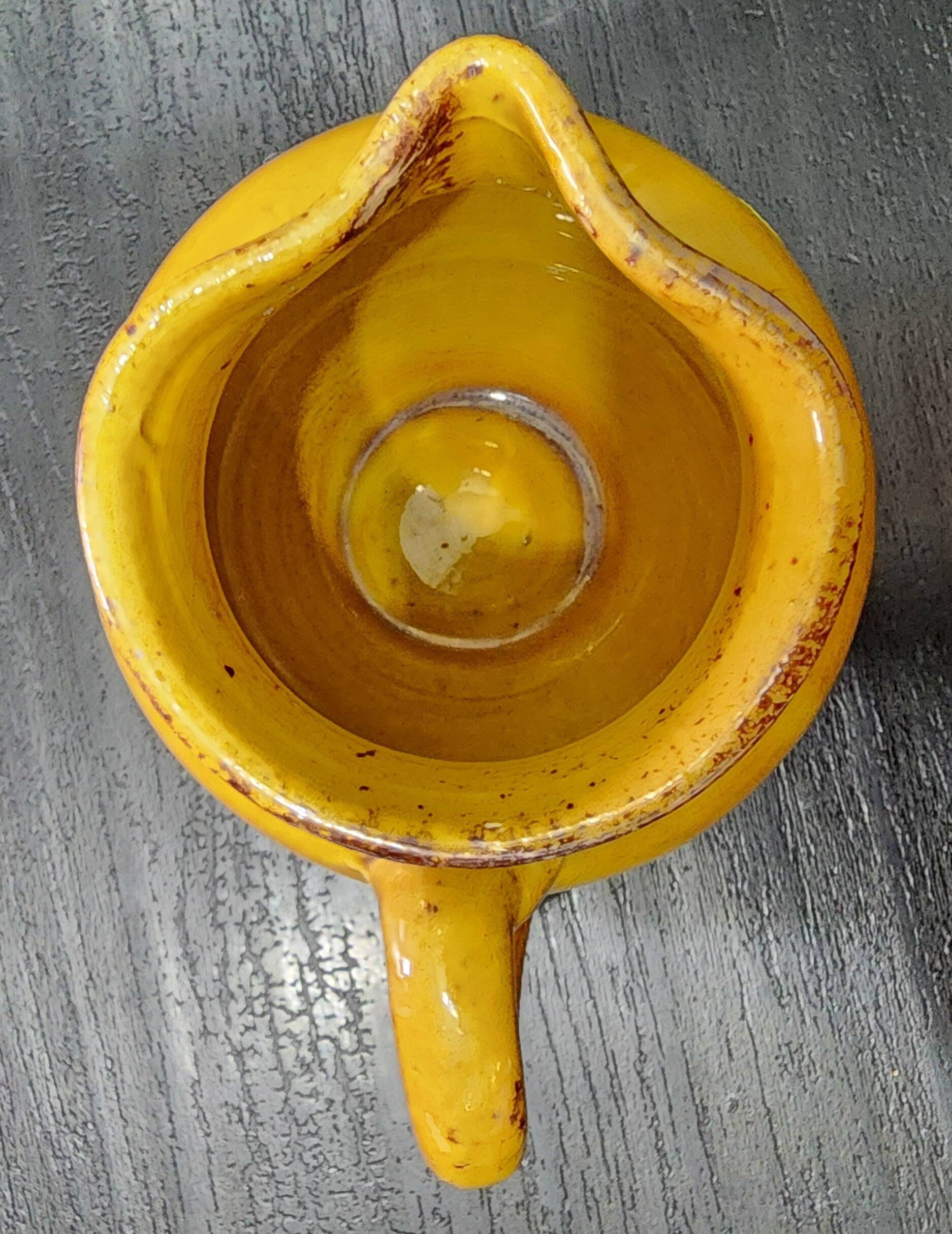 vintage ceramic water jug yellow Vallauris h10cm