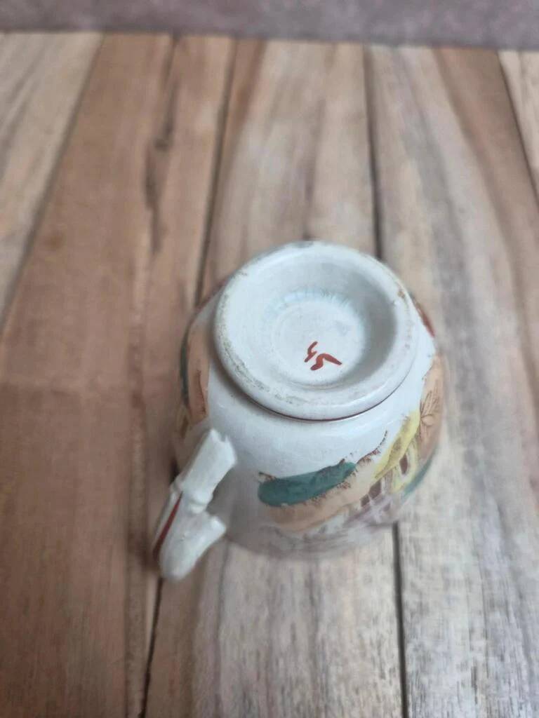 Antique ironstone cup from Sarreguemines, Kyoto polychrome model.