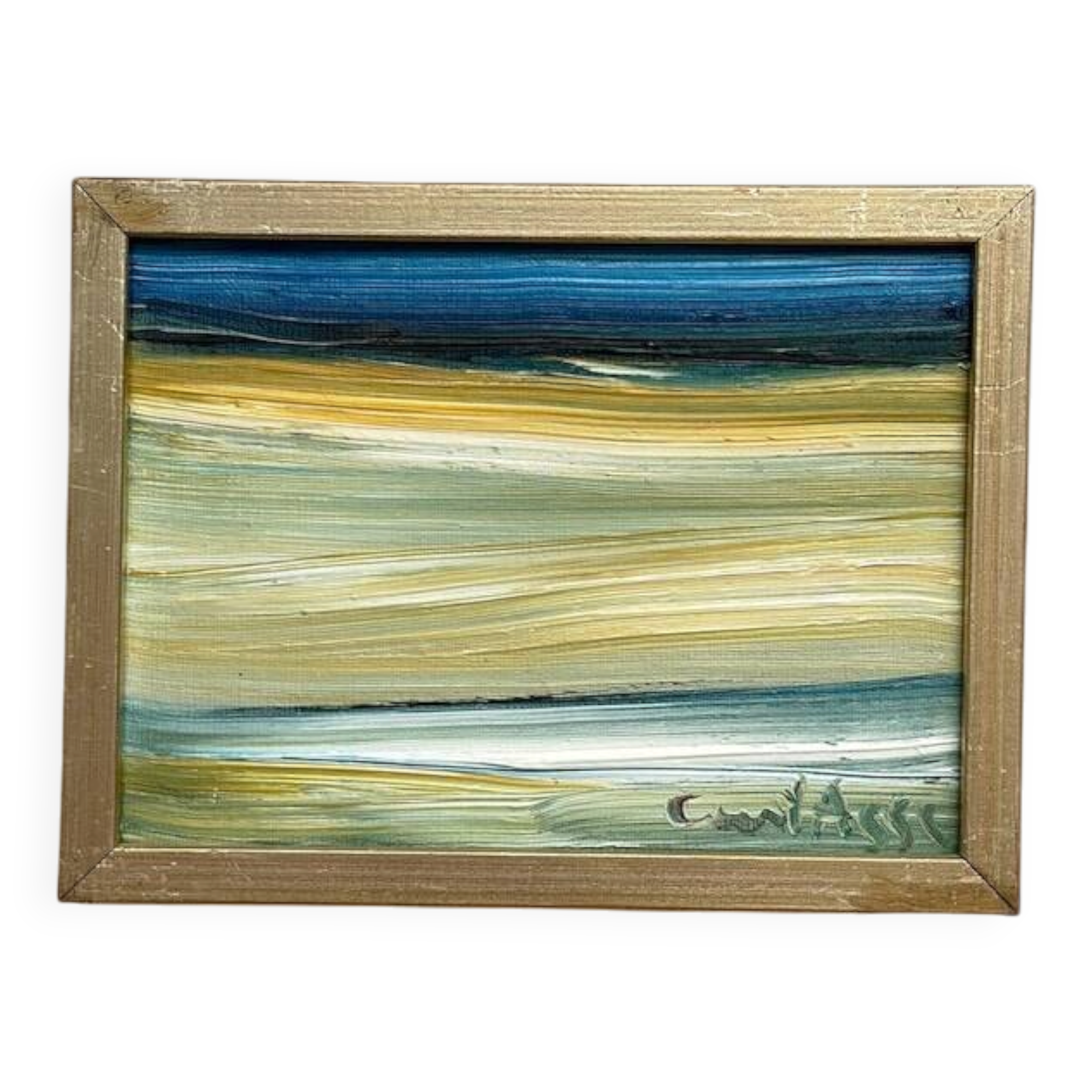 Mid-Century Swedish Oil on Canvas – "Abstract" by Curt Agge, Framed