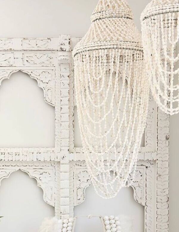 Lustre suspension coquillages chandelier bohème vintage