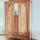 Art Deco carved wood wardrobe with 2 doors and 1 mirror, renovated