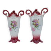 Paire d'anciens vases en barbotine d'Onnaing