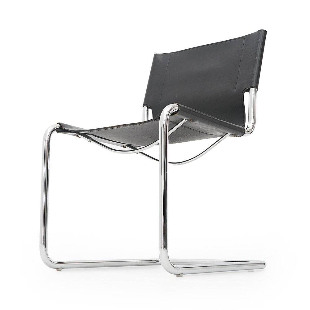 Pair of metal and leather chairs by Carlo Bartoli for T70, 1970s.