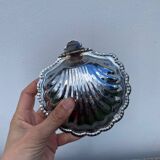 Silver-plated metal shell butter dish