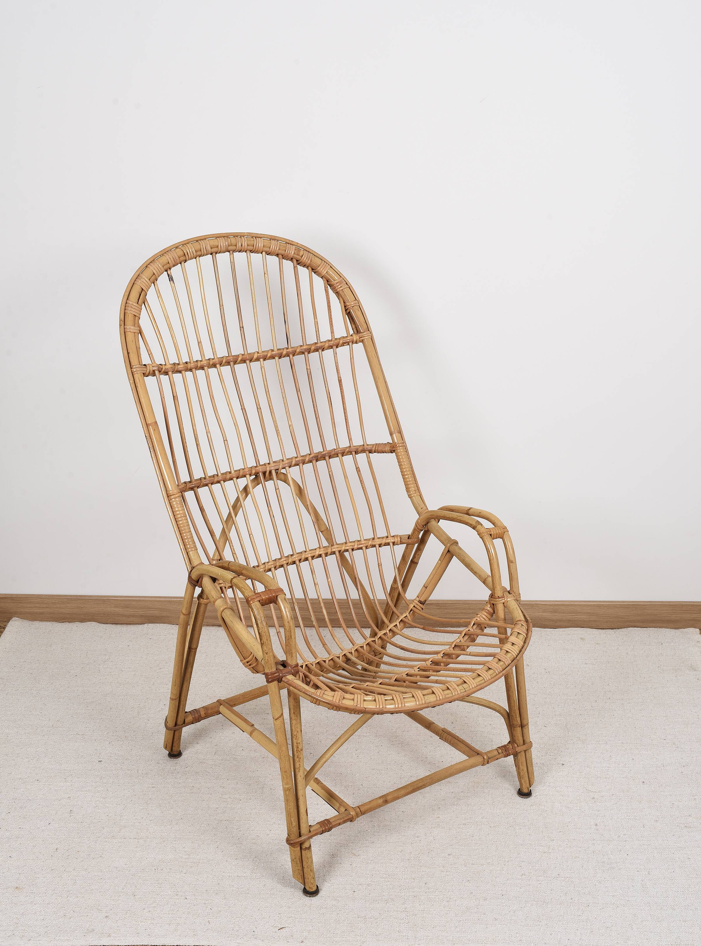 Antique, vintage rattan armchair