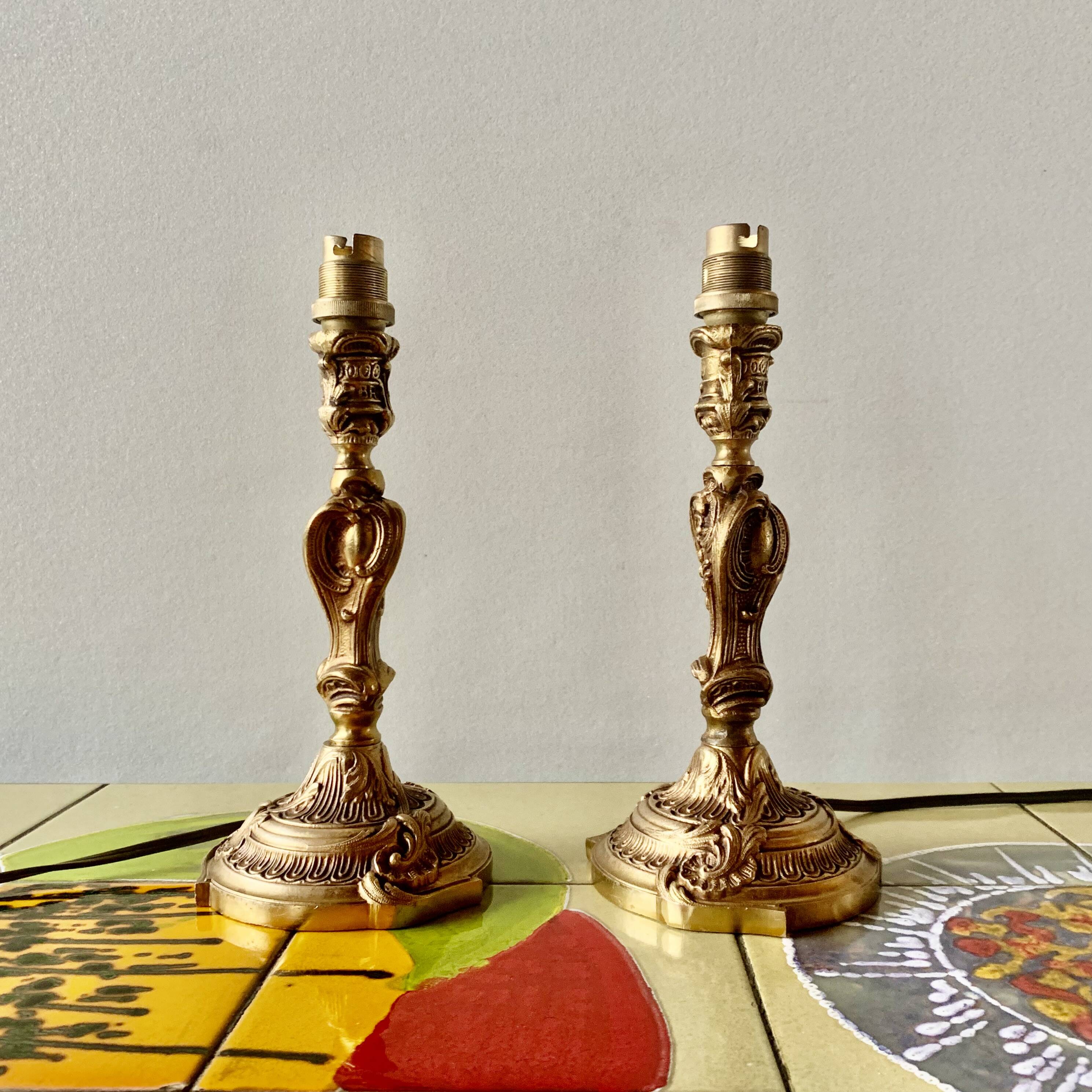 Pair of vintage brass lamps