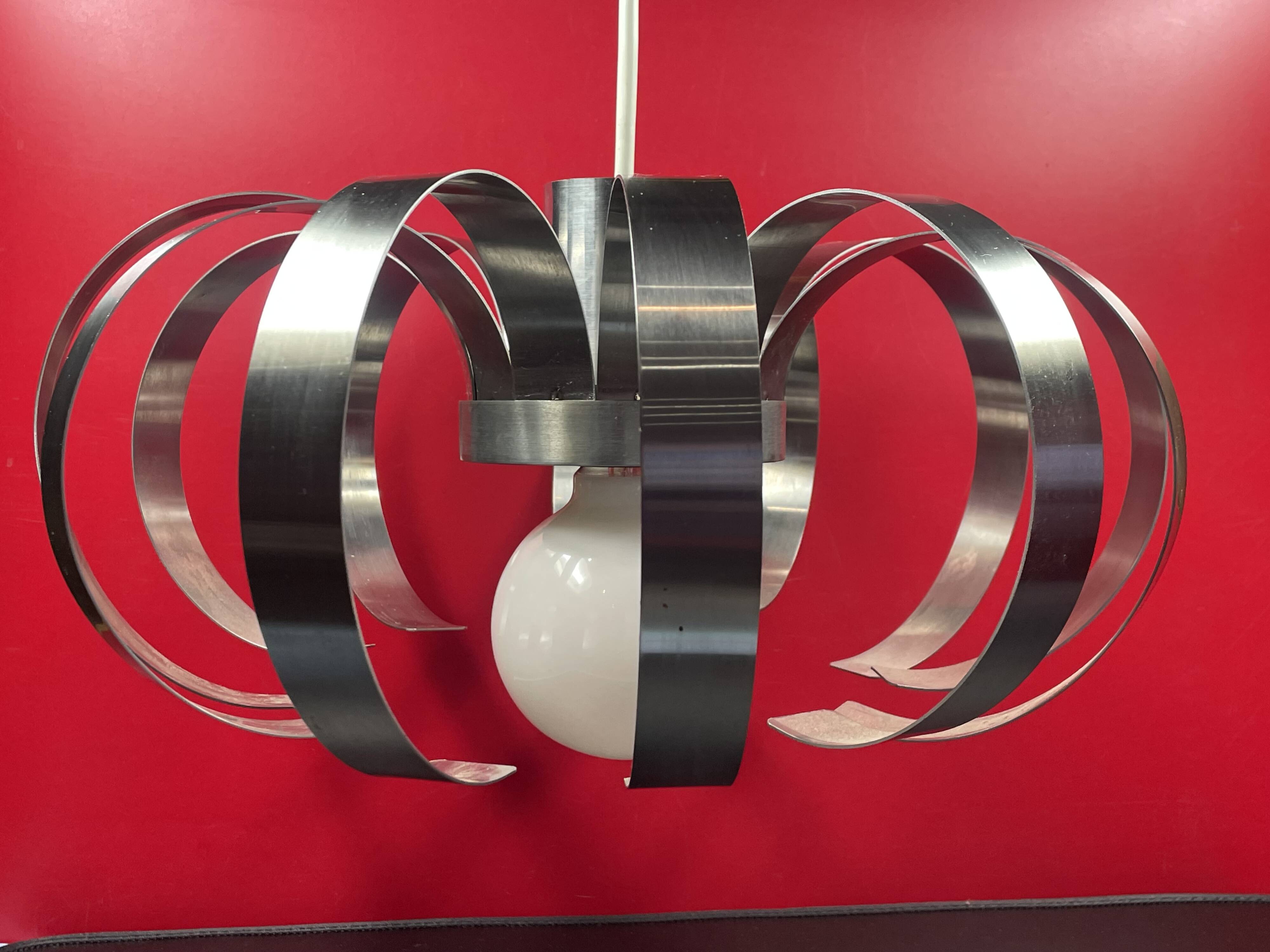 Suspension, chandelier with stainless steel blades from the 70s