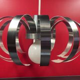 Suspension, chandelier with stainless steel blades from the 70s