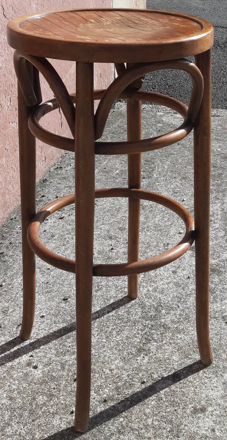 Tabouret de bar en bois courbé (style Thonet)