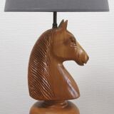 Lamp horse rider chess solid wood turned vintage