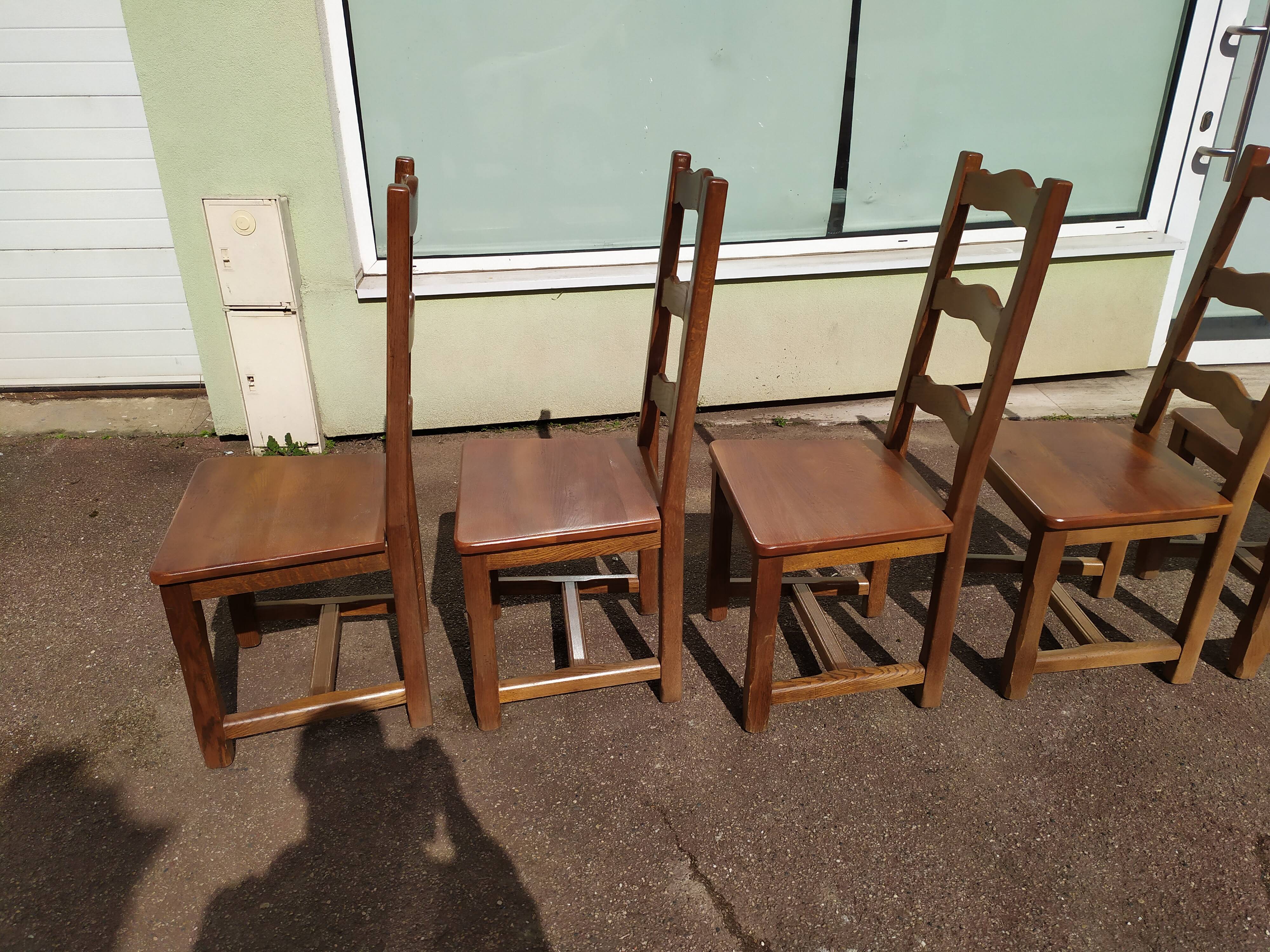 Set of 6 solid oak wood chairs - ferme compagne montage