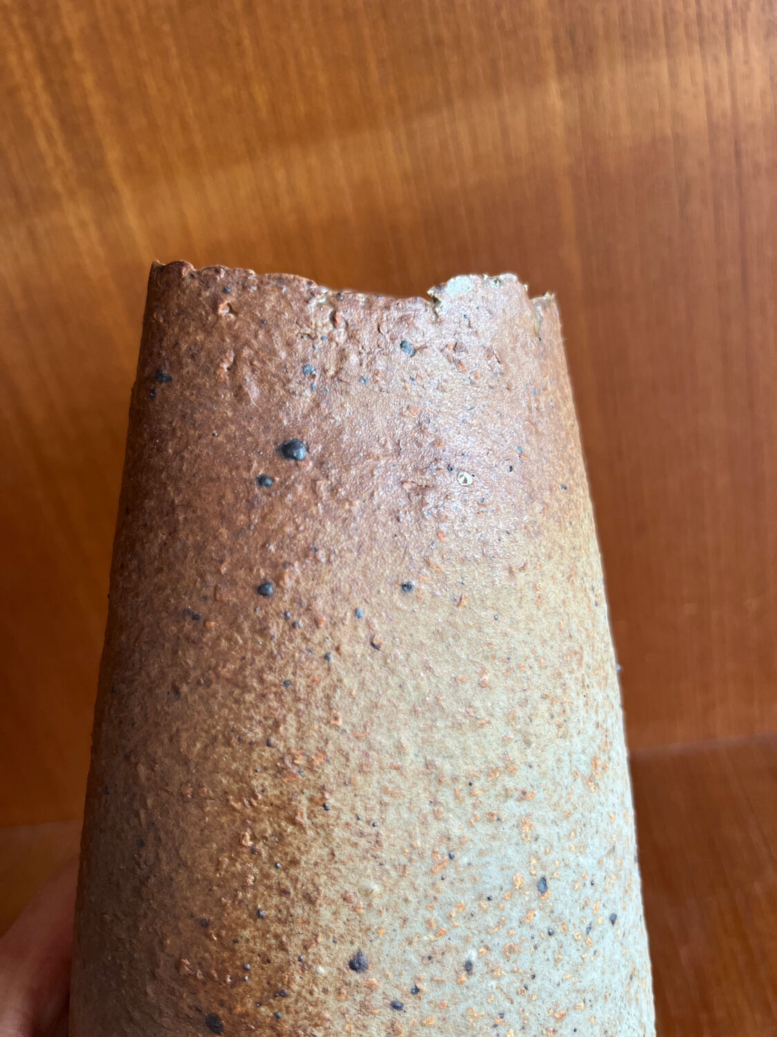 Jacques Lacheny, chamotte stoneware vase, brutalist, Puisaye