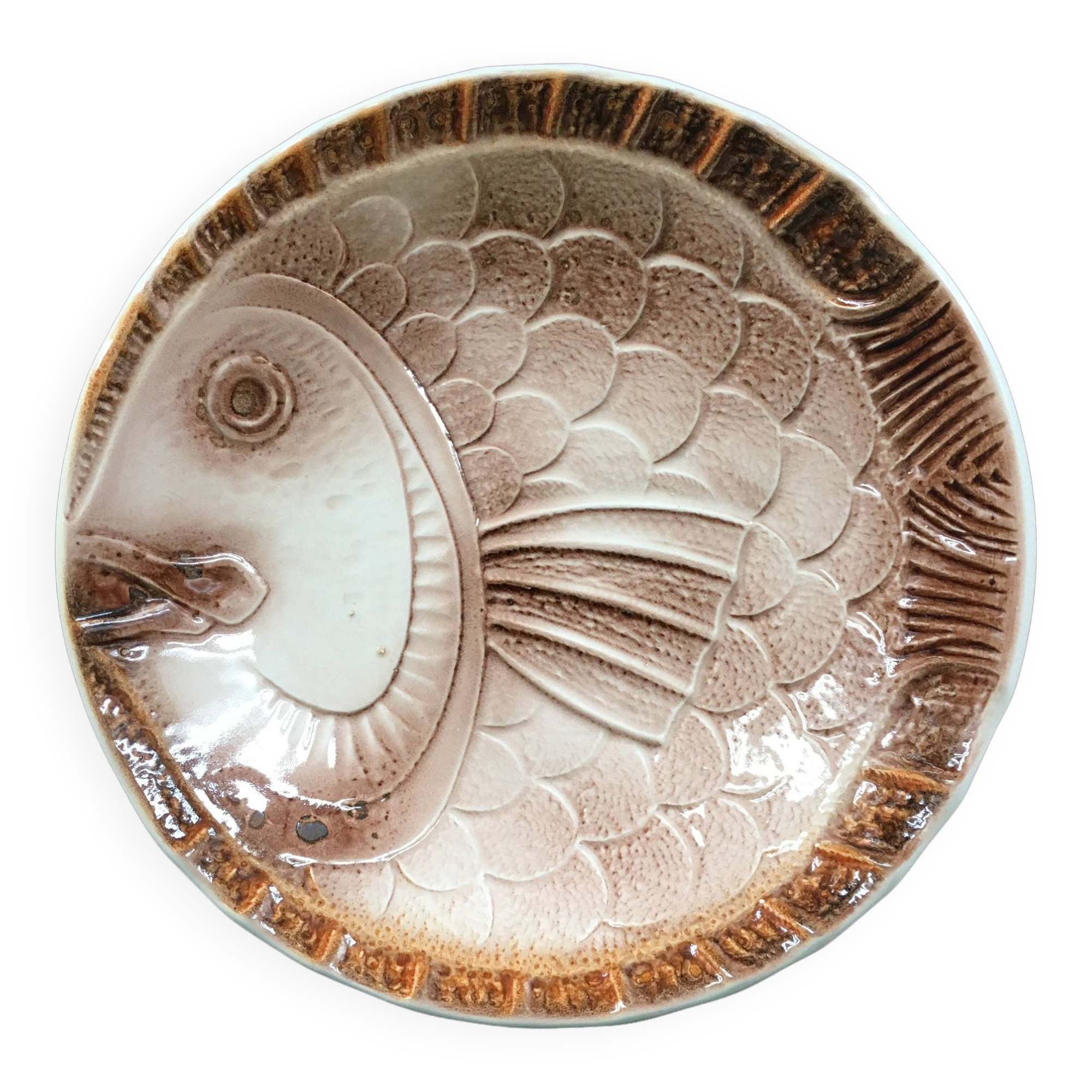 Plat Sarreguemines décor poisson