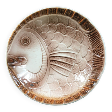 Plate Sarreguemines fish decoration
