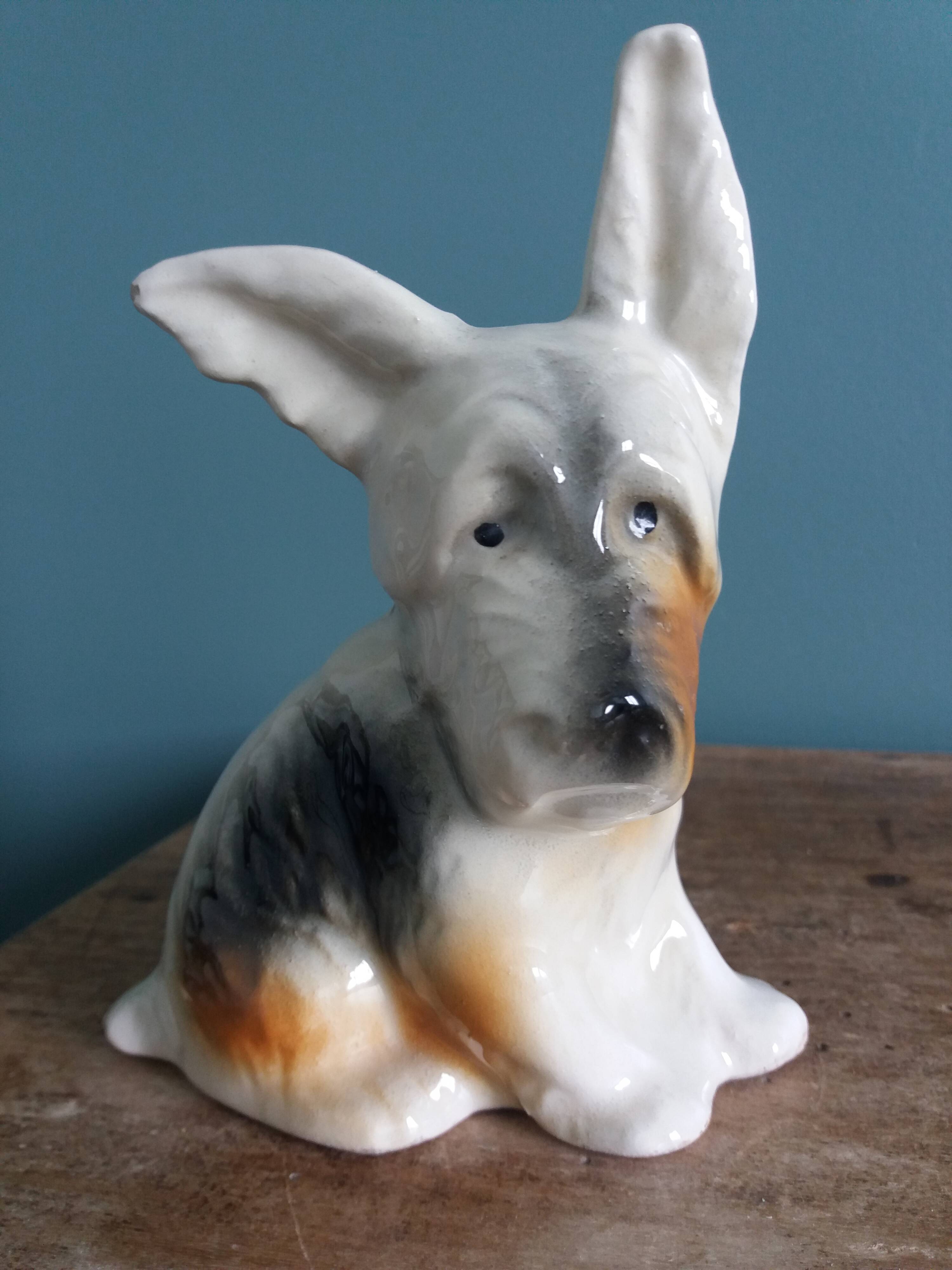 Dog signed Desvres Gabriel Fourmaintraux early 20th century