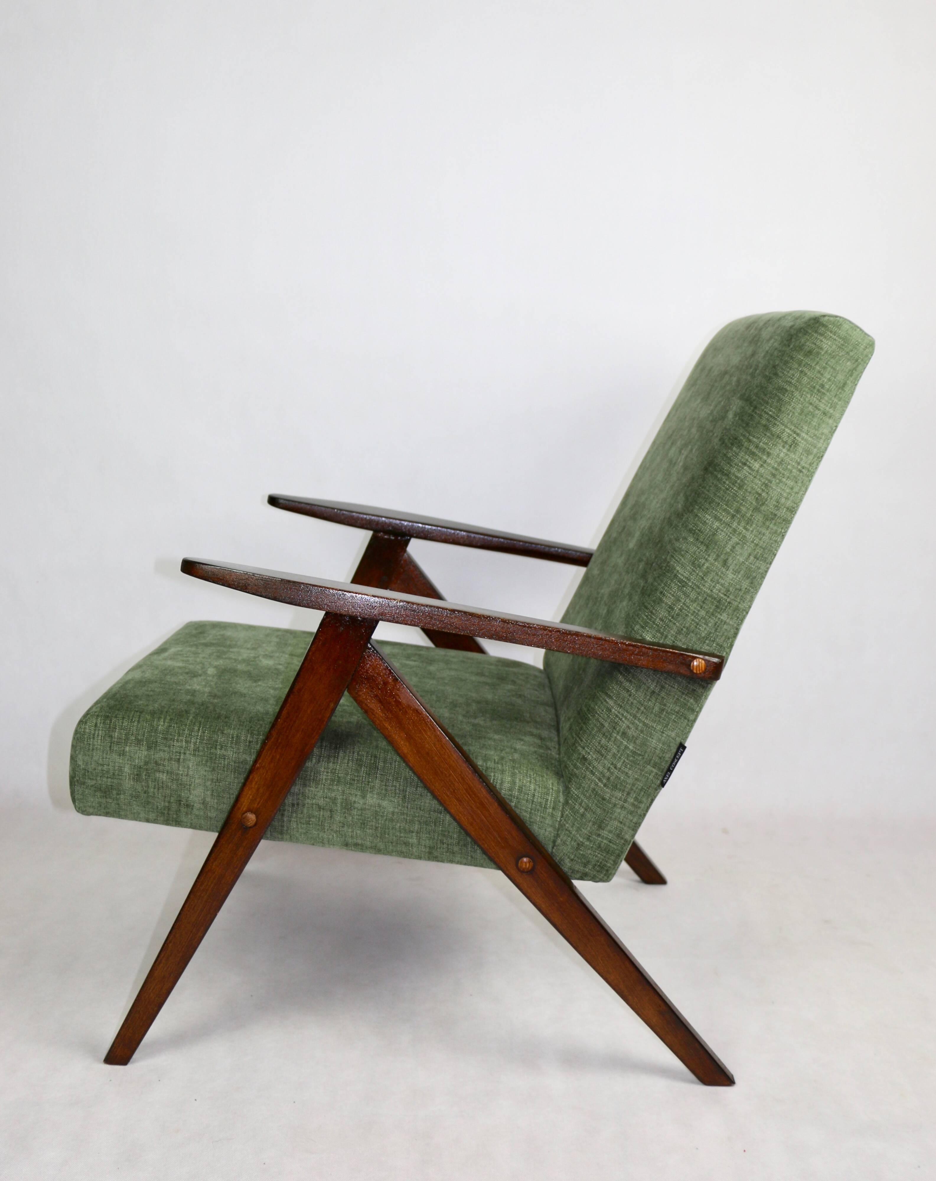 Fauteuil vintage vert olive modèle B-310, années 1970