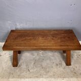 Brutalist oak seventies side table coffee table bench