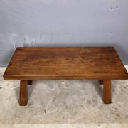 Table d'appoint brutaliste en chêne des années 70, table basse, banc