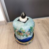 Antique Victorian Art Majolica Earthenware Cheese Cover with Dish
