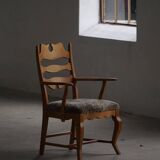 Razorblade armchair from the mid-20th century by Henning Kjærnulf, oak and lambswool, 1960.