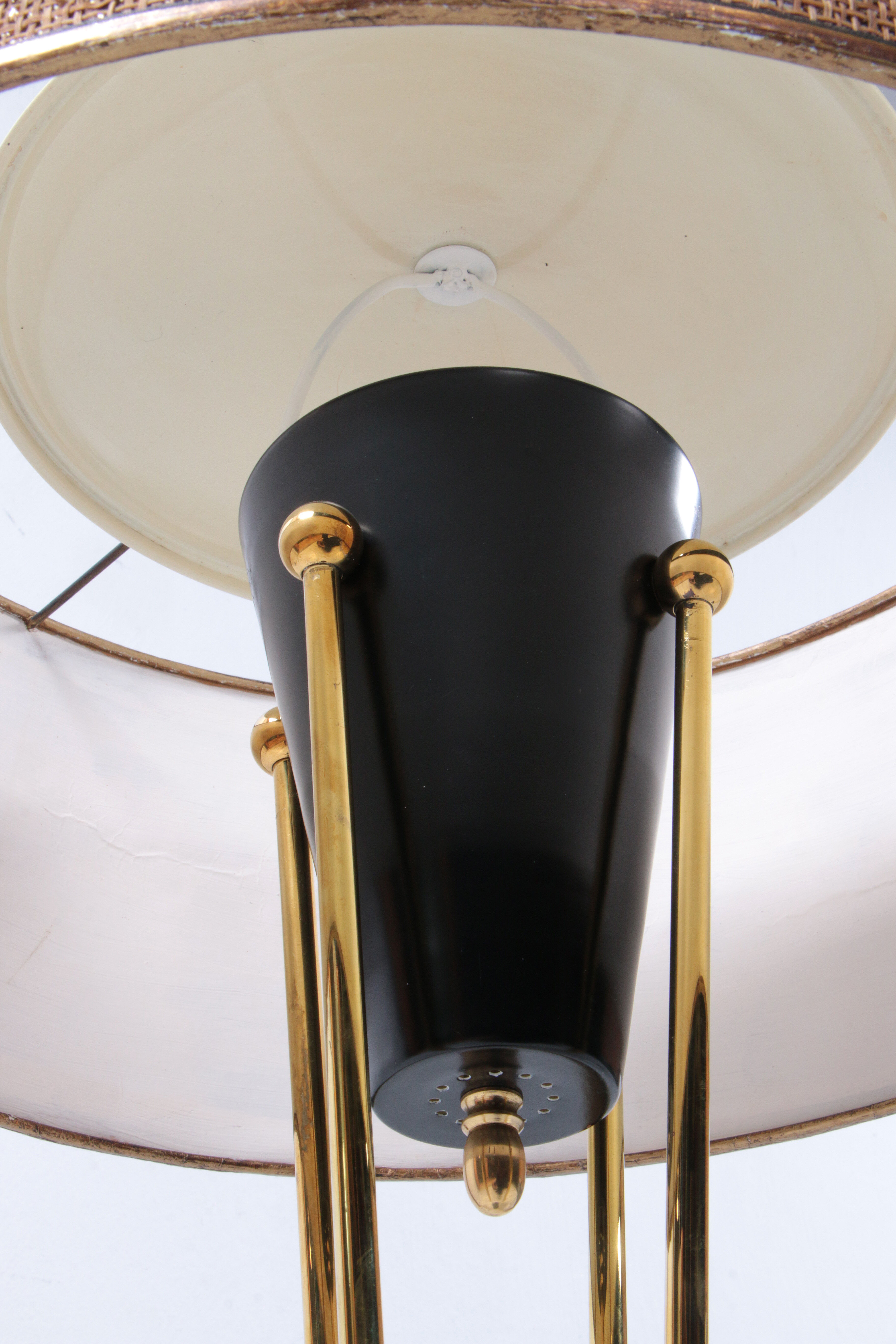 Stiffel Table lamps set Rare with original shade, 1950 USA.