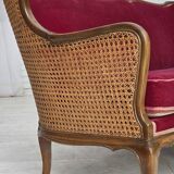 1950s, Danish 3-seater sofa, furniture velour, ash wood, mesh.