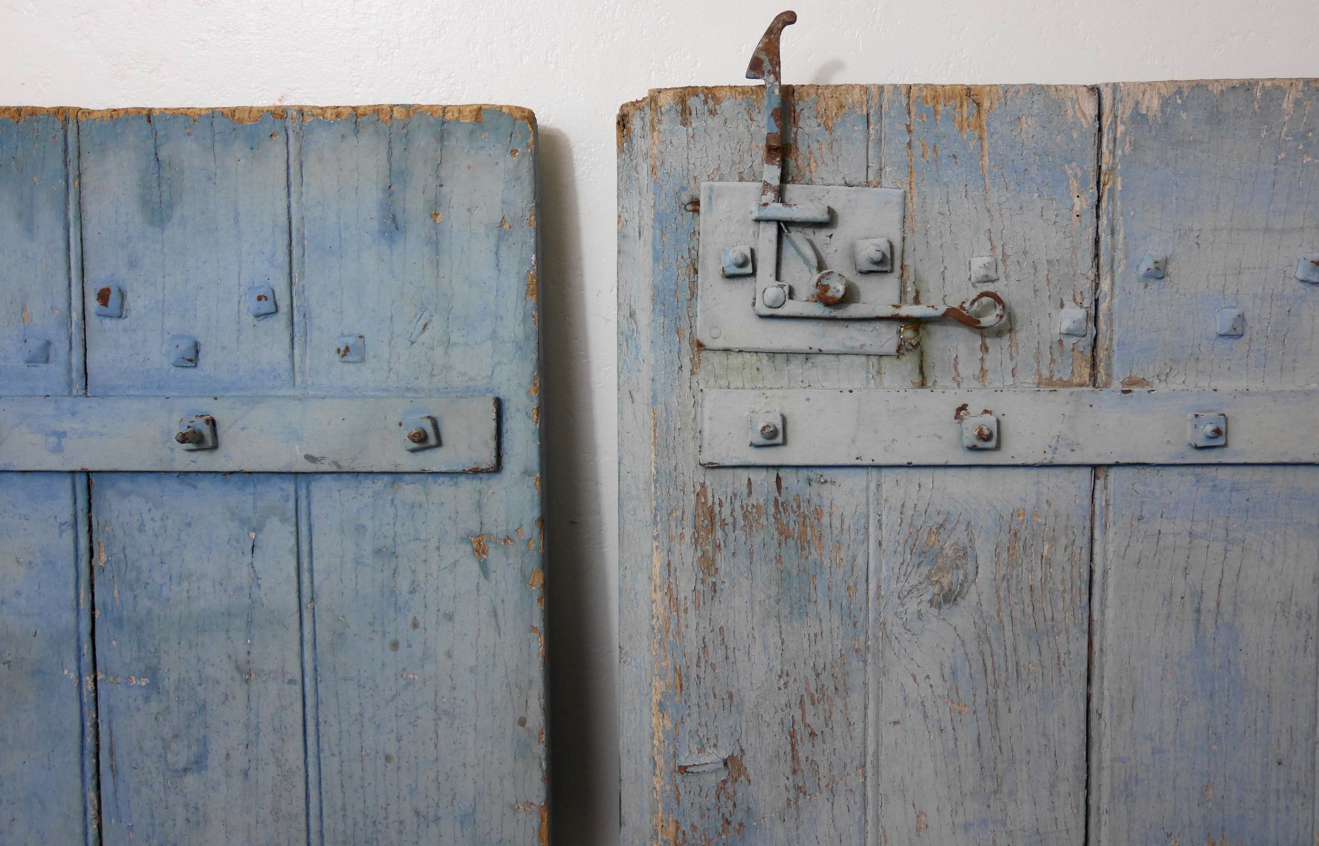 Pair of blue oak shutters