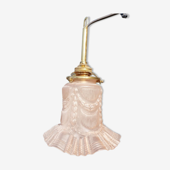 Wall light tulip pink glass and brass