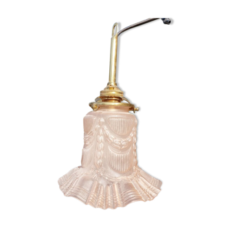 Wall light tulip pink glass and brass
