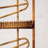 Large wooden and bamboo corner shelf