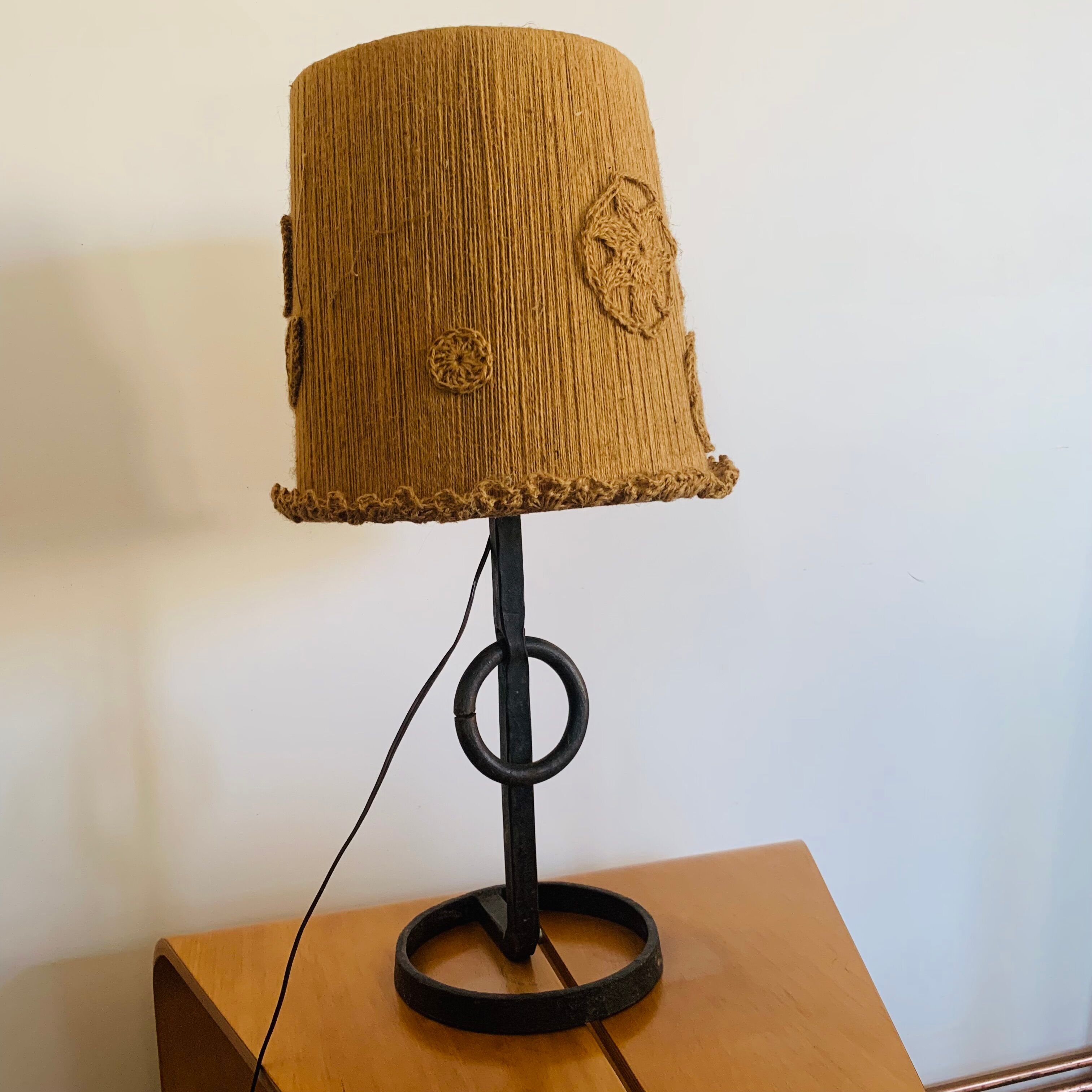 1950s wrought iron table lamp