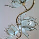Vintage gold lotus flower floor lamp, Italian design light fixture with 3 lights.